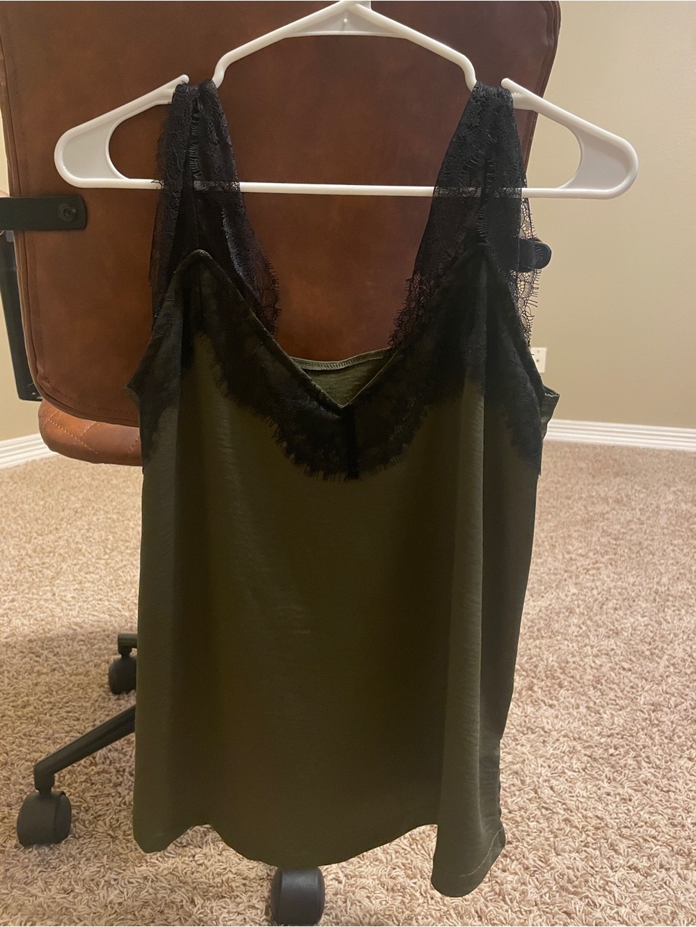 Olive Green Lace-Trimmed Cami